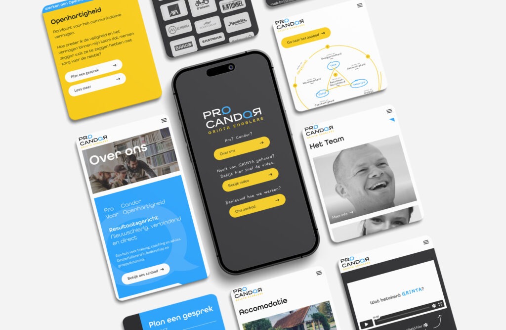 Overview of different pictures taken from the mobile website of Procandor